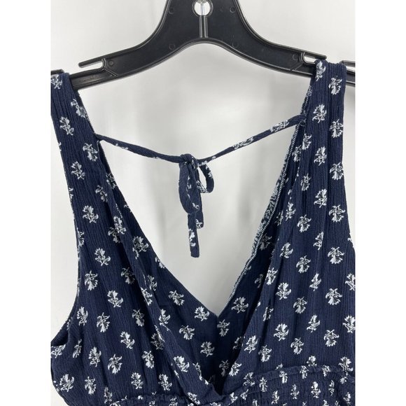 Aeropostale Women's Blue White Floral Sleeveless Knit Tunic Top Shirt Medium - Picture 7 of 12